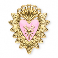 Anh&auml;nger aus Stainless Steel - Rostfreiem Stahl sacred Heart Gold-light pink