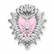 Anh&auml;nger aus Stainless Steel - Rostfreiem Stahl sacred Heart Silver-light pink