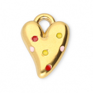 Anh&auml;nger aus Stainless Steel - Rostfreiem Stahl Heart Gold-red-yellow