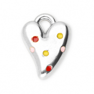 Anh&auml;nger aus Stainless Steel - Rostfreiem Stahl Heart Silver-red-yellow