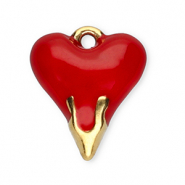Anh&auml;nger aus Stainless Steel - Rostfreiem Stahl Heart Gold-red