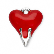 Anh&auml;nger aus Stainless Steel - Rostfreiem Stahl Heart Silver-red