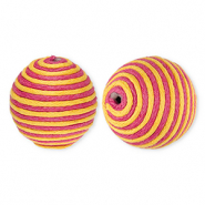 22 mm Perlen aus Acryl mit Wachskordel Dark pink-orange