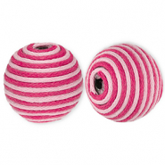 22 mm Perlen aus Acryl mit Wachskordel Light pink-pink