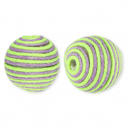 22 mm Perlen aus Acryl mit Wachskordel Lime green-lavender purple