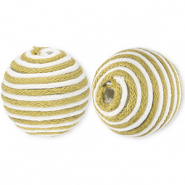 22 mm Perlen aus Acryl mit Wachskordel Olive green-white