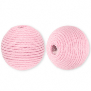 22 mm Perlen aus Acryl mit Wachskordel Light pink