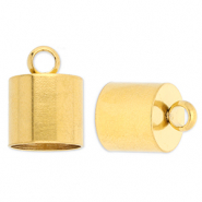 Zubeh&ouml;r aus Stainless Steel - Rostfreiem Stahl Anh&auml;nger Endkappen &Oslash;10 mm mit &Ouml;se Gold