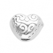 Perlen aus Stainless Steel - Rostfreiem Stahl Heart Silver