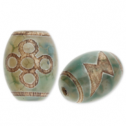 Perlen Naturstein Chalcedon Rice Green-beige-brown