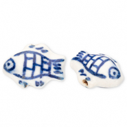 Keramik Perlen Fish Off white-Delft blue
