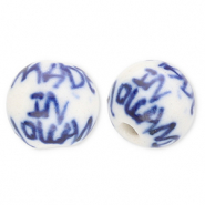 Keramik Perlen 10 mm "Made in Holland" Off white-Delft blue