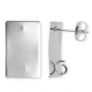 Zubeh&ouml;r aus Stainless Steel - Rostfreiem Stahl Ohrringe / Ohrstecker Rectangle with Loop Silver