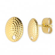 Zubeh&ouml;r aus Stainless Steel - Rostfreiem Stahl Ohrringe / Ohrstecker Oval with Loop Gold