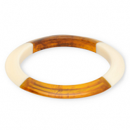 Armb&auml;nder Bangle aus Resin Transparent amber brown-ivory white