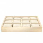 Schmuck Display 12-F&auml;cher mit Kissen Natural-linen white