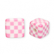 Perlen aus Acryl Square with Cubes Pink-white