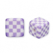 Perlen aus Acryl Square with Cubes Purple-white