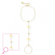 Stainless Steel - Rostfrei Stahl Handketten Hearts Gold-crystal