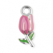 Anh&auml;nger aus Stainless Steel - Rostfreiem Stahl Tulip Silver-purple-green