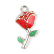 Anh&auml;nger aus Stainless Steel - Rostfreiem Stahl Rose Silver-red-green