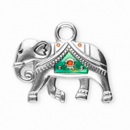 Anh&auml;nger aus Stainless Steel - Rostfreiem Stahl Elephant Silver-turquoise green