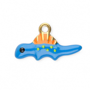 Anh&auml;nger aus Stainless Steel - Rostfreiem Stahl Dinosaur Blue-orange-green