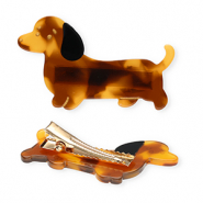 Haarschmuck Haarspang Dachshund Brown-black-gold