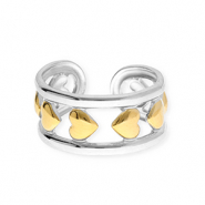 Stainless Steel - Rostfrei Stahl Ringe Hearts Silver-gold