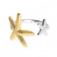 Stainless Steel - Rostfrei Stahl Ringe Starfish Silver-gold