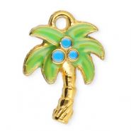 Anh&auml;nger aus Stainless Steel - Rostfreiem Stahl Palmtree Gold-green-blue