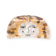 Haarschmuck Haarklemme Sun with face Pearl shine brown-pearl shine white-ochre
