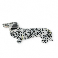Haarschmuck Haarklemme Dachshund Pearl shine white-black-yellow