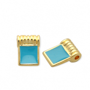 Anh&auml;nger Metall DQ&reg; Square Goud-petrol blue (nikkelvrij)