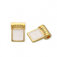 Anh&auml;nger Metall DQ&reg; Square Goud-pearl white (nikkelvrij)