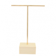 Schmuck Display T-Form Ohrringe mit Holz St&auml;nder Natural-gold