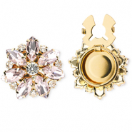 TQ Metall Brass Knopfabdeckung Flower Gold-light pink-crystal