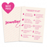 Karten f&uuml;r Schmuck "Jewellery care" Deutsch Off white-pink