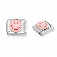 Stainless Steel - Rostfrei Stahl Italian Charm Element Smiley Silver-light pink-purple