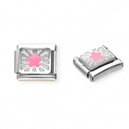 Stainless Steel - Rostfrei Stahl Italian Charm Element Star Silver-pink-yellow