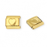Stainless Steel - Rostfrei Stahl Italian Charm Element Heart Gold