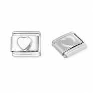 Stainless Steel - Rostfrei Stahl Italian Charm Element Heart Silver