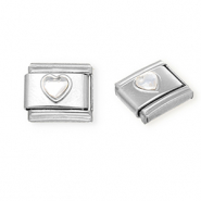 Stainless Steel - Rostfrei Stahl Italian Charm Element Heart with Strass Silver-crystal