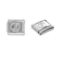 Stainless Steel - Rostfrei Stahl Italian Charm Element Yin & Yang Silver