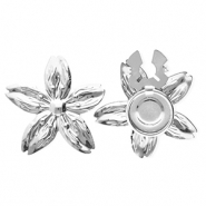 Stainless Steel - Rostfrei Stahl Knopfabdeckung Flower Silver