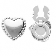 Stainless Steel - Rostfrei Stahl Knopfabdeckung Heart Silver