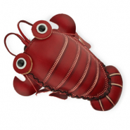 Lederen Geldb&ouml;rse Lobster Red-sand beige-black-white