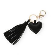 Schl&uuml;sselanh&auml;nger Heart with Tassel Black-gold