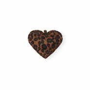 Statement-Anh&auml;nger Heart with Leopard Print Dark brown-black