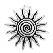 Anh&auml;nger Metall Sun with Spiral Silver-black